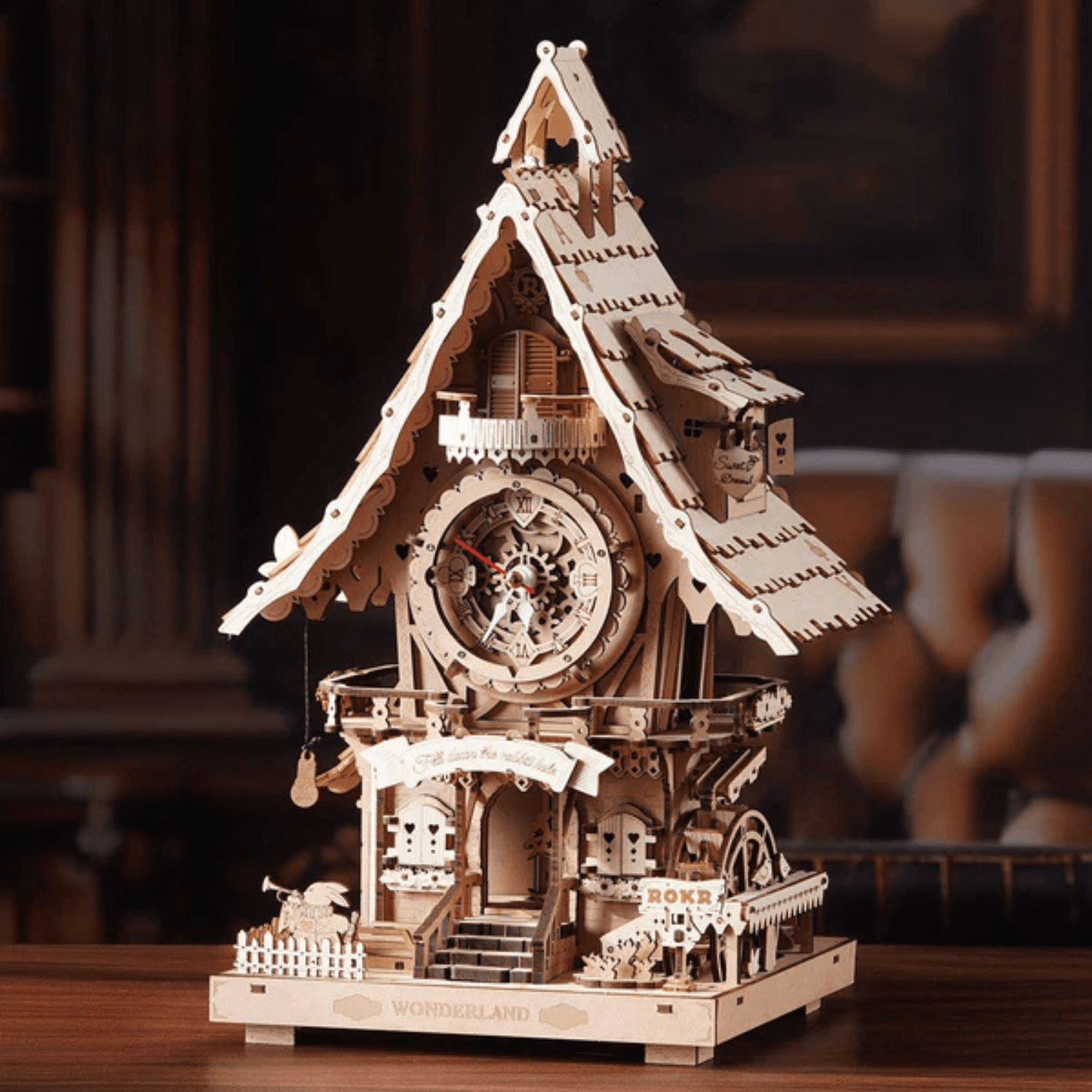 Kuckucksuhr | Farblos | 3D-Holzpuzzle