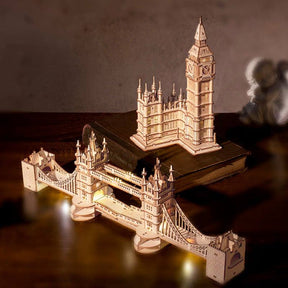 Rolife Architecture Puzzle 3D en bois avec lumières : Tower Bridge et Big Ben-3D Puzzle-Robotime--