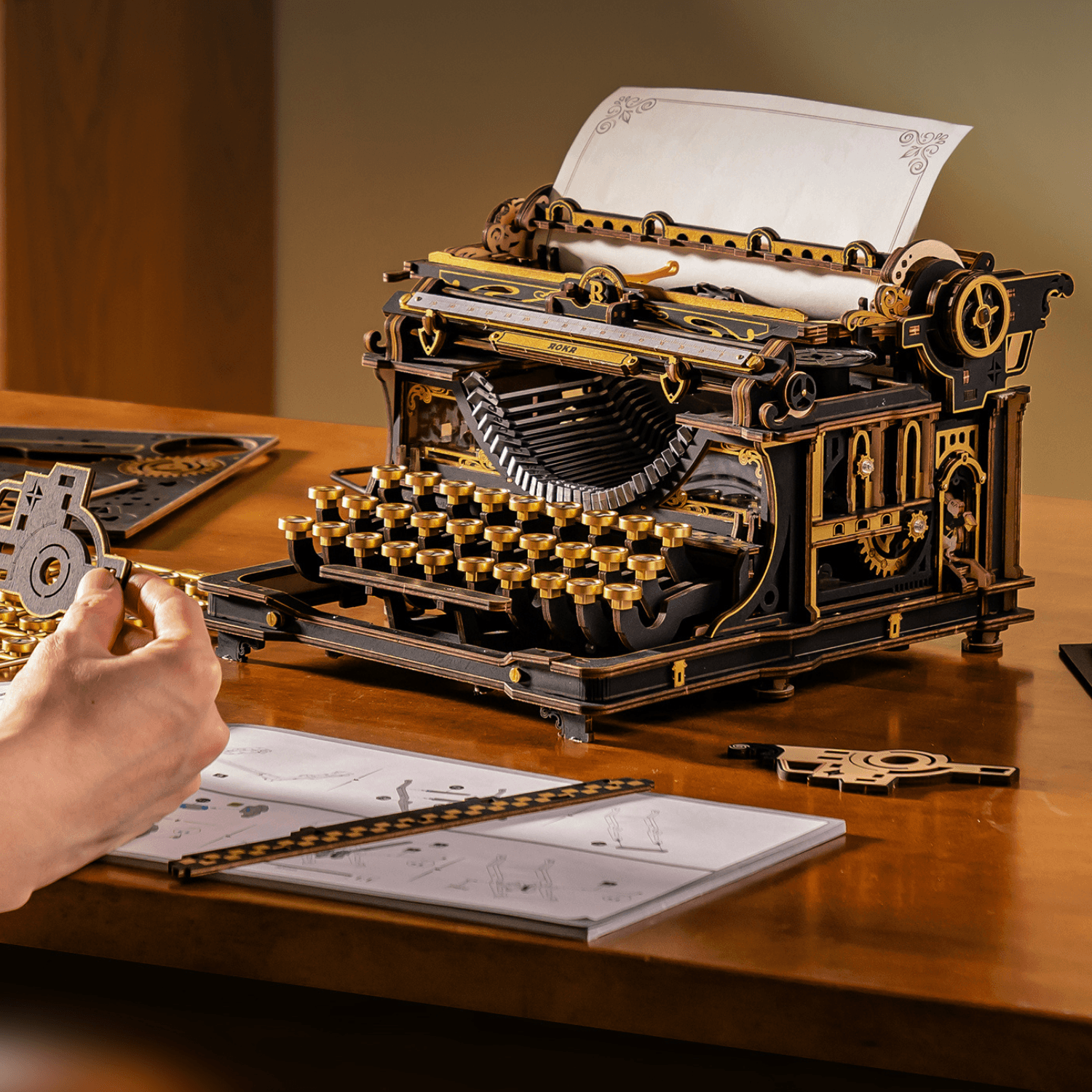 Mechanical Typewriter | Robotime Mechanical Typewriter Kit