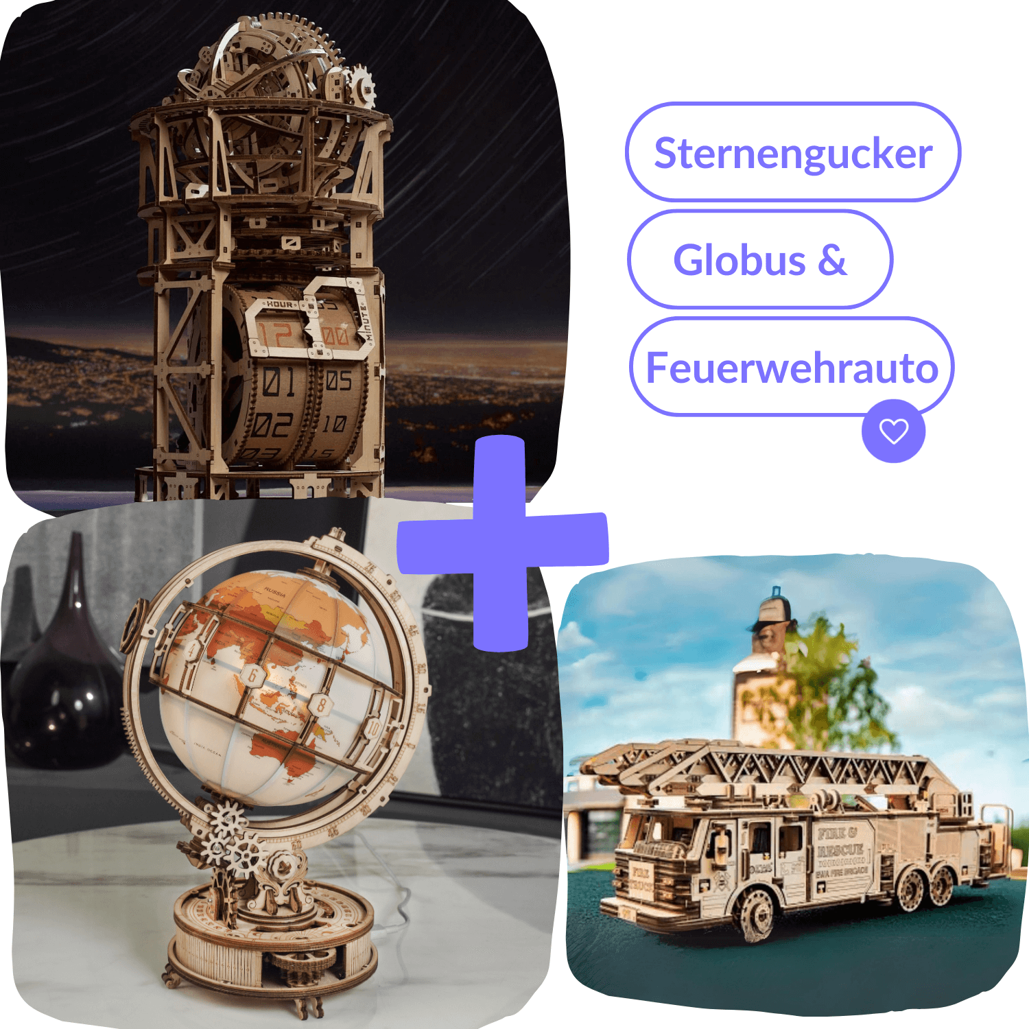 3D Puzzel: Expert Set - Gratis Brandweerwagen Mechanische Houten Puzzel -MagicHolz