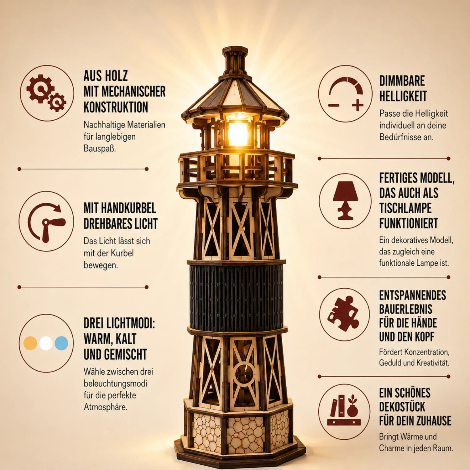 Luminous vuurtoren – mechanische bouwset van MagicHolz