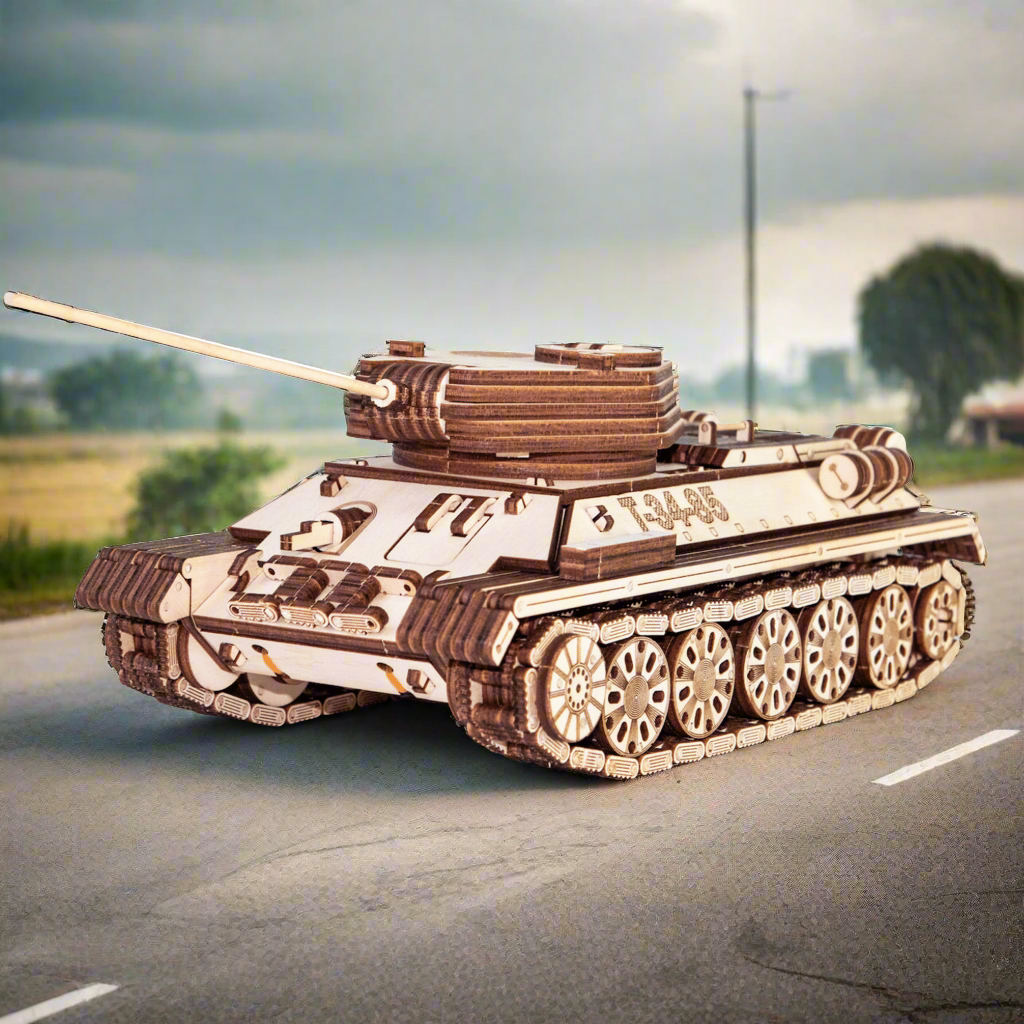 TANK T-34-85 | Puzzle mécanique de chars en bois-Eco-Wood-Art--