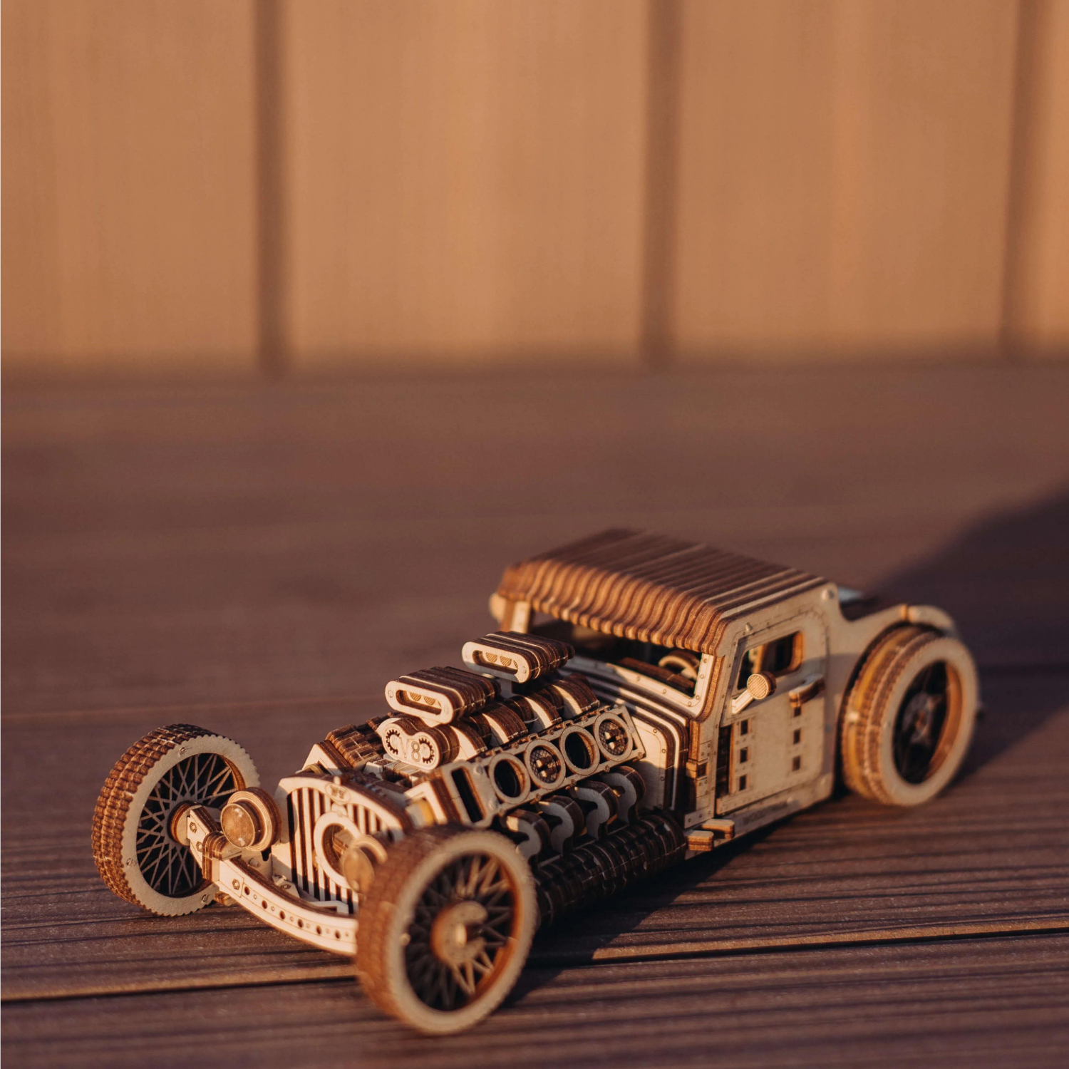 Hot Rod-Mechanische Houten Puzzel-HoutenTruc...