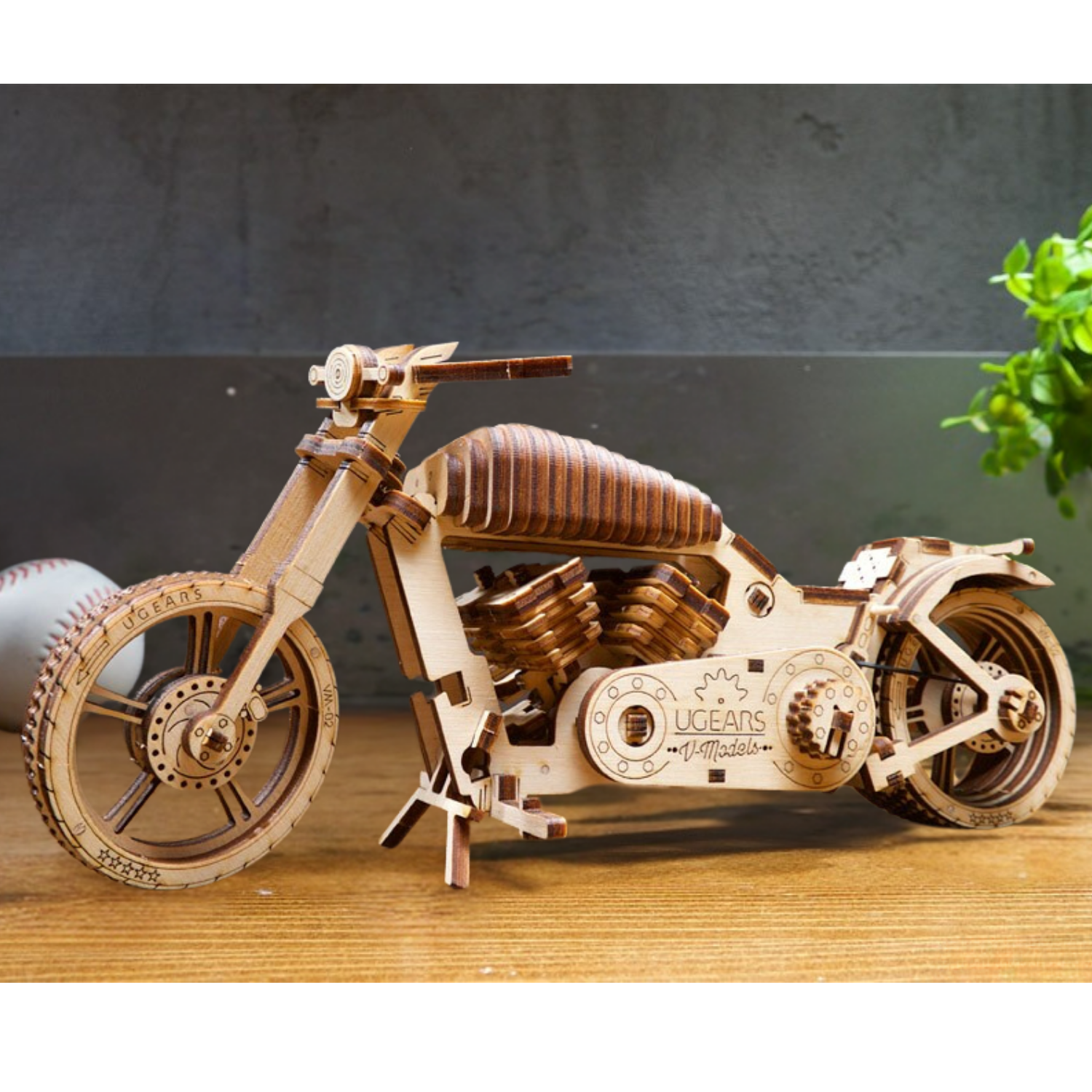 Motorcycle VM-02-Mechanical Wooden Puzzle-Ugears--