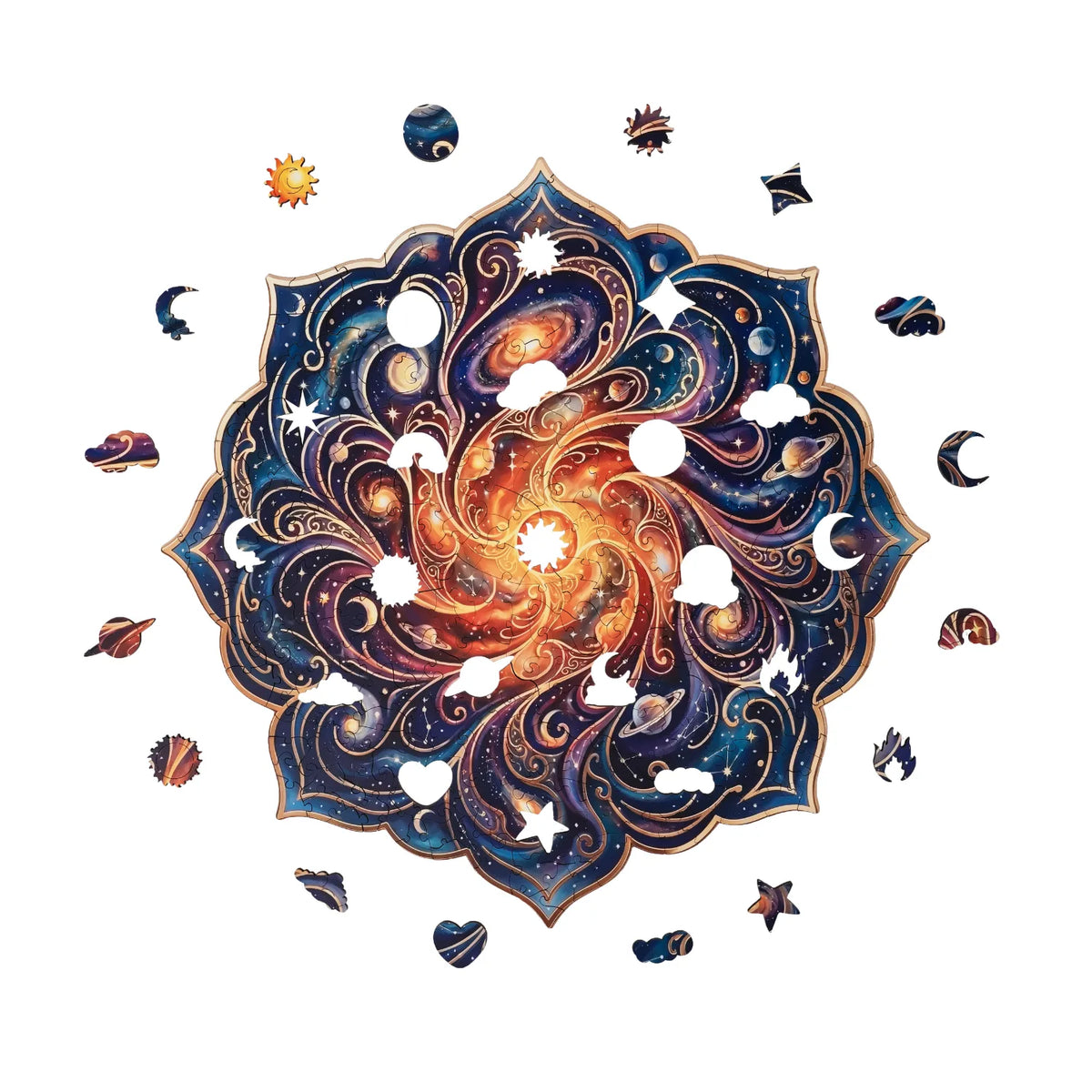 Golden Star Lotus Mandala Wooden Puzzle (2D) MagicHolz