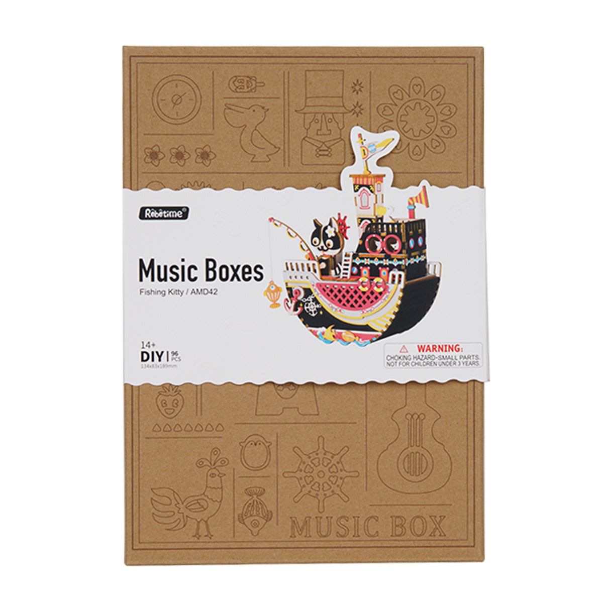 Fishing Cat Music Box-3D Puzzle-Robotime--