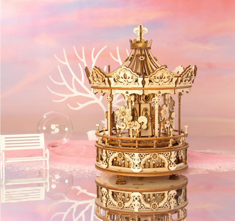 Robotime Orpheus Spieluhr Aus Holz – 221 Teile, Melodie: Can't Take My Eyes Off You, Mit LED-Herz, 15x9,2x18,5 Cm