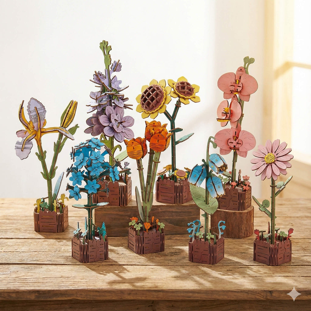 Fleurs en bois - Fleurs intemporelles en bois 🌼