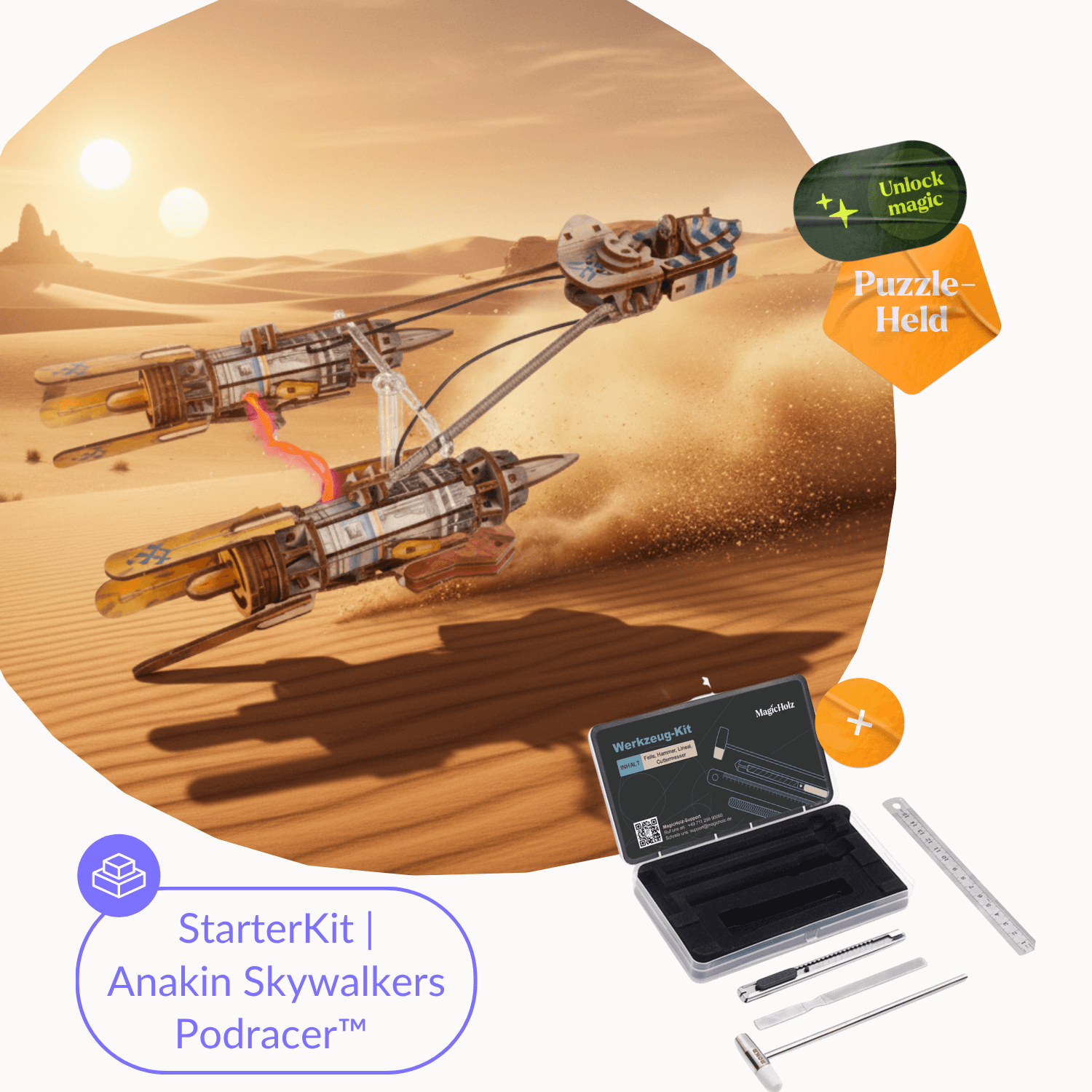 Anakin Skywalkers Podracer™ Mechanisches Holzpuzzle Ugears Starter Kit | Podracer™ + Werkzeugset