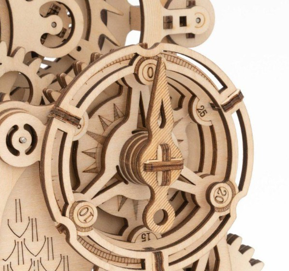 Puzzle 3D Maquette en Bois Horloge Hibou à Engrenage (Chouette) 198 pi