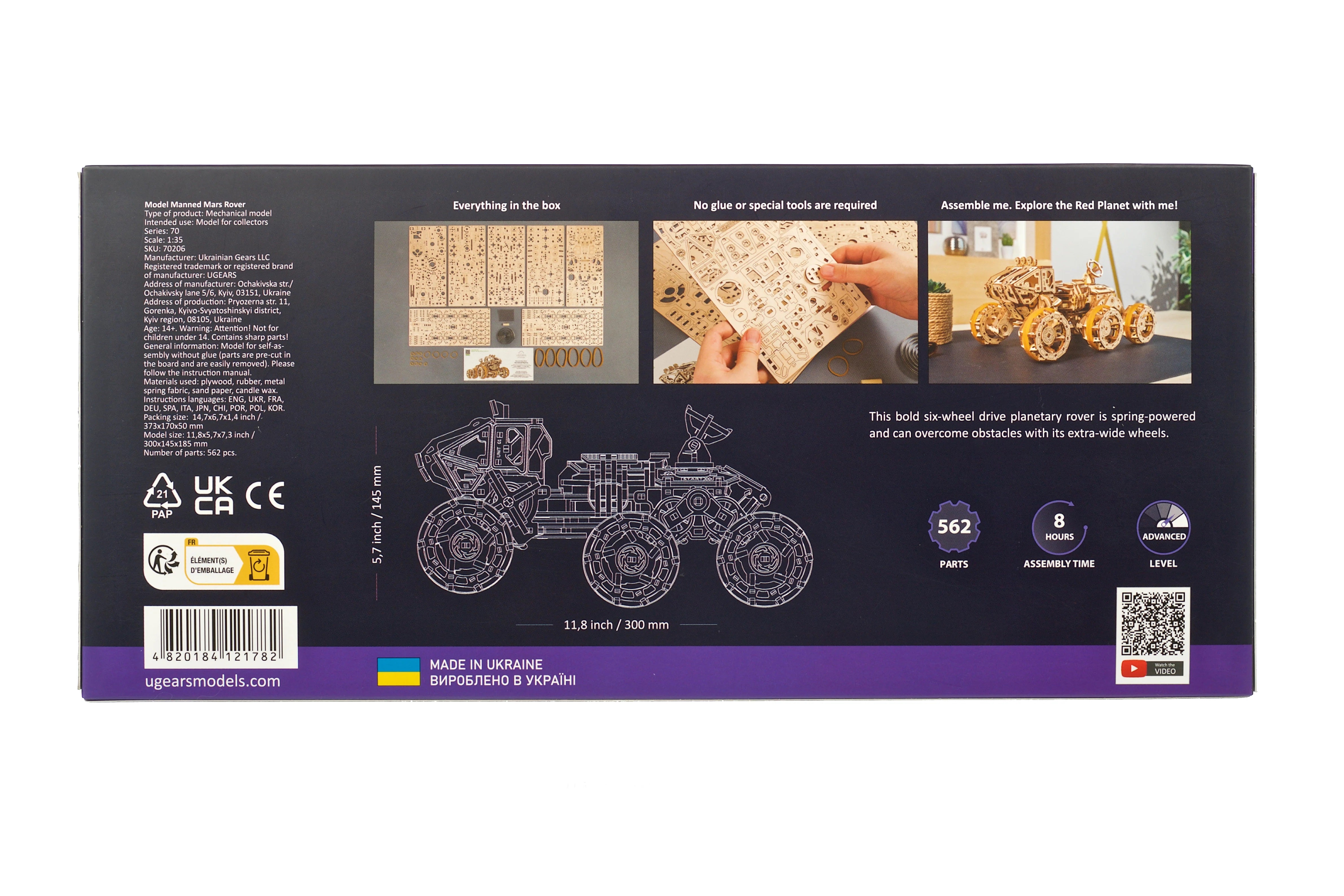 Bemannter Mars-Rover-Mechanisches Holzpuzzle-Ugears--