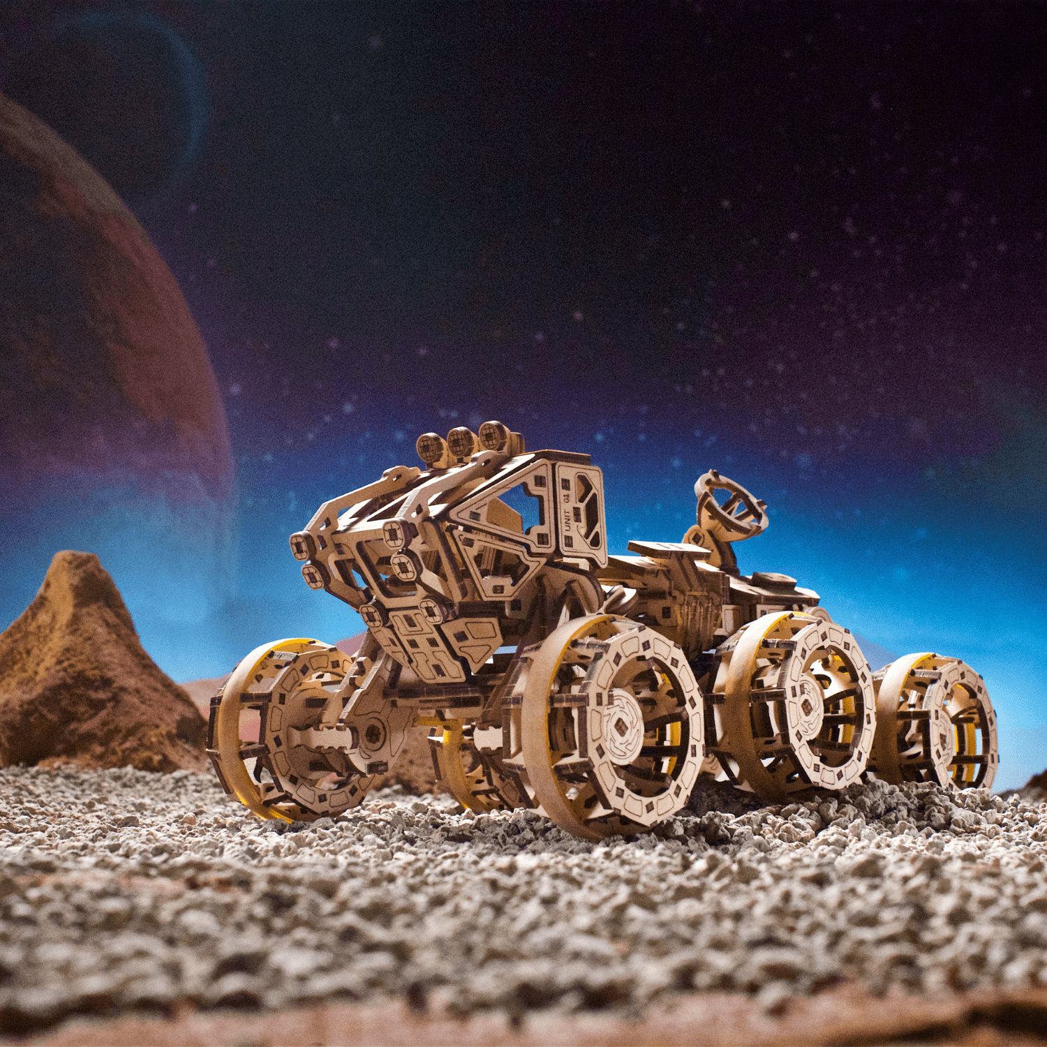 Manned Mars Rover Mechanical Wooden Puzzle Ugears--