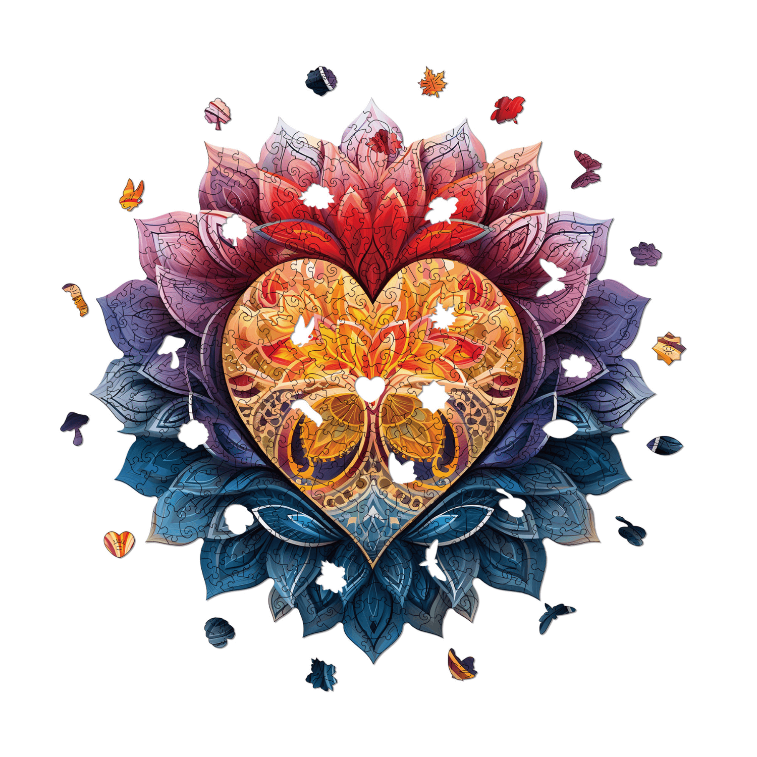 Blühendes Herz | Mandala-Holzpuzzle-MagicHolz--