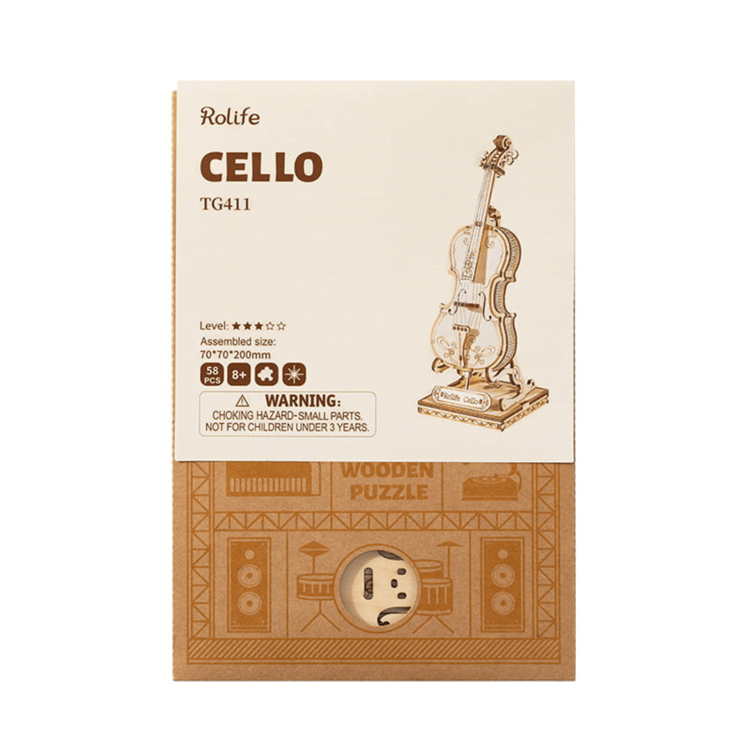 Cello l 3D Houten Puzzel-3D Puzzel-Robotime--