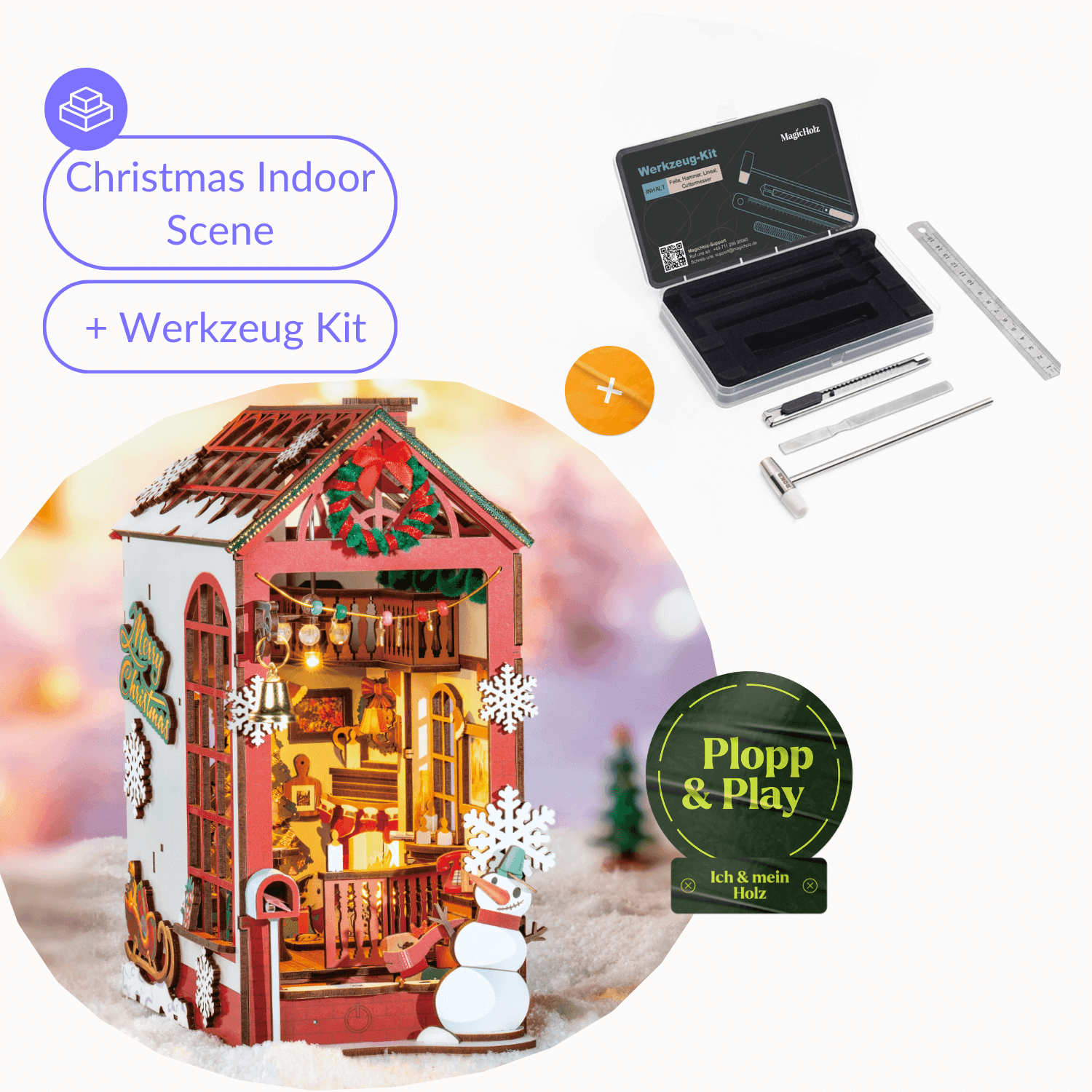 Christmas Indoor Scene Diorama Robotime Starter Kit | Book Nook + Tools
