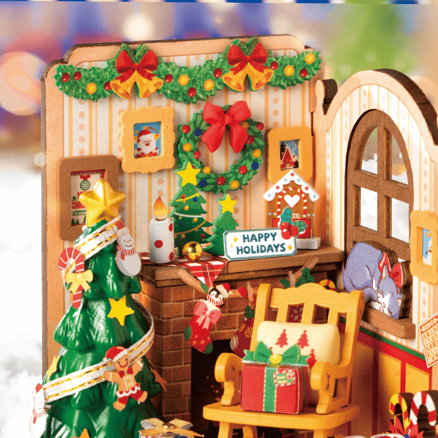 Christmas | Fireplace-Miniaturhaus-Robotime--