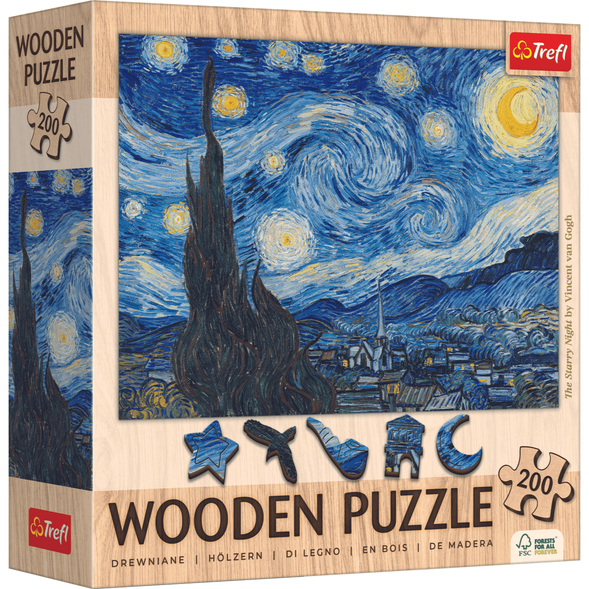 The Starry Night / Vincent van Gogh | Wooden Puzzle 200-Wooden Puzzle-TREFL--