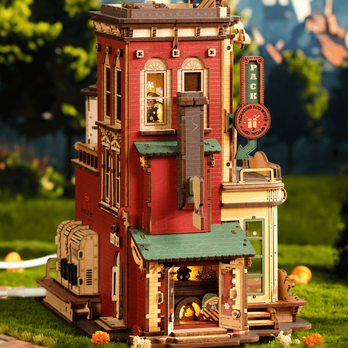 Dream Gift Factory Starter Kit – 3D-Holzbausatz mit Licht & Musik, inkl. Werkzeug-Set Mechanischer Bausatz Robotime