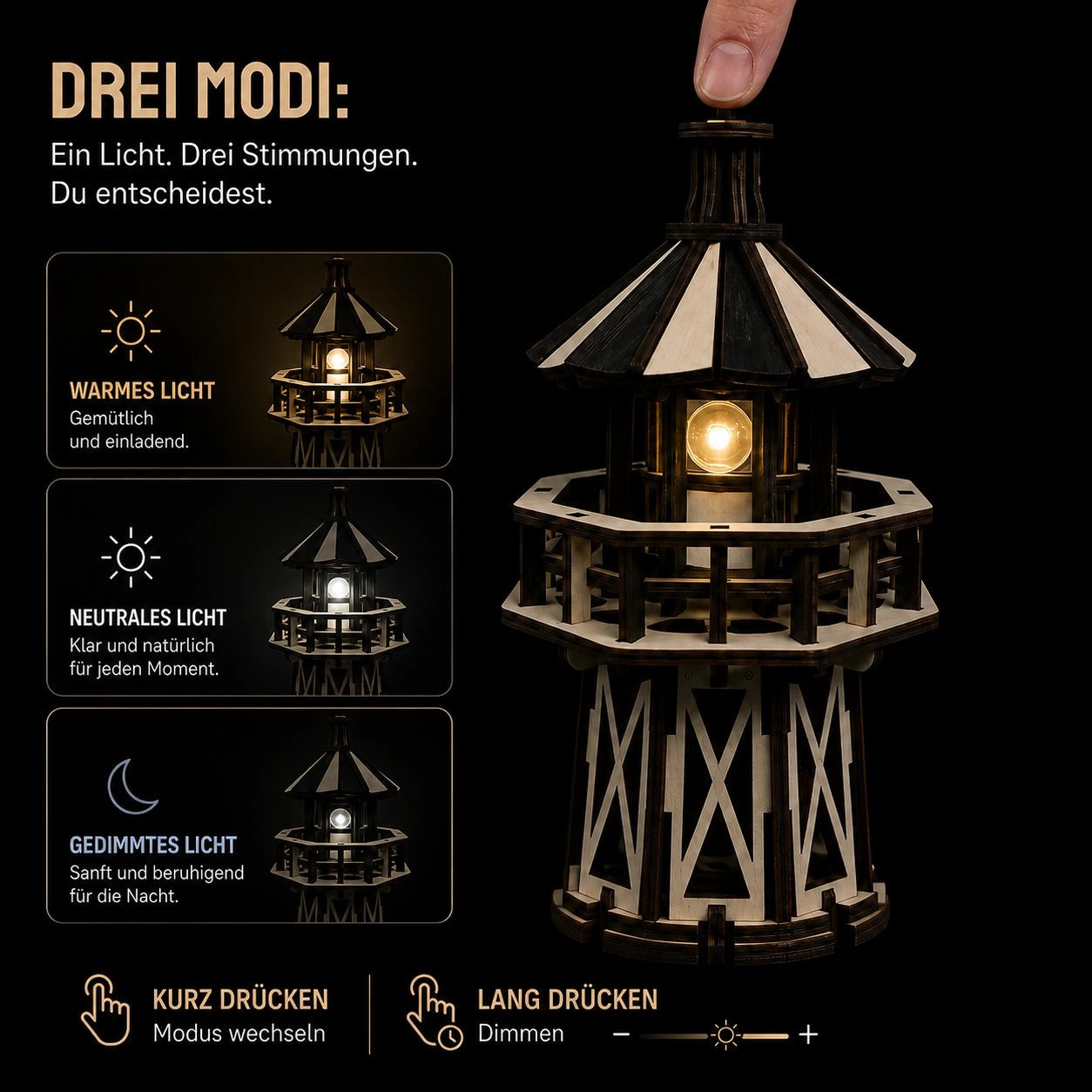 Luminous vuurtoren – mechanische bouwset van MagicHolz