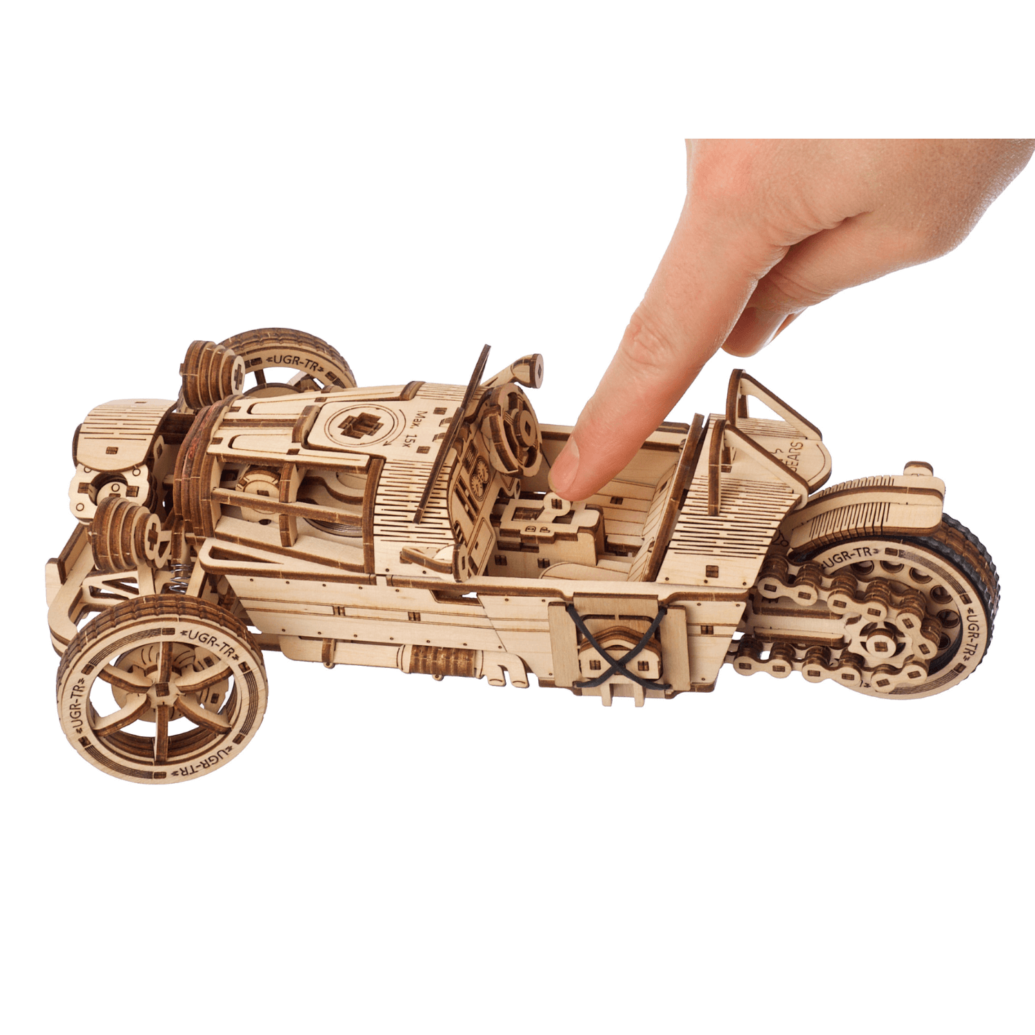 Véhicule à trois roues UGR-S-Puzzle mécanique en bois-Ugears--