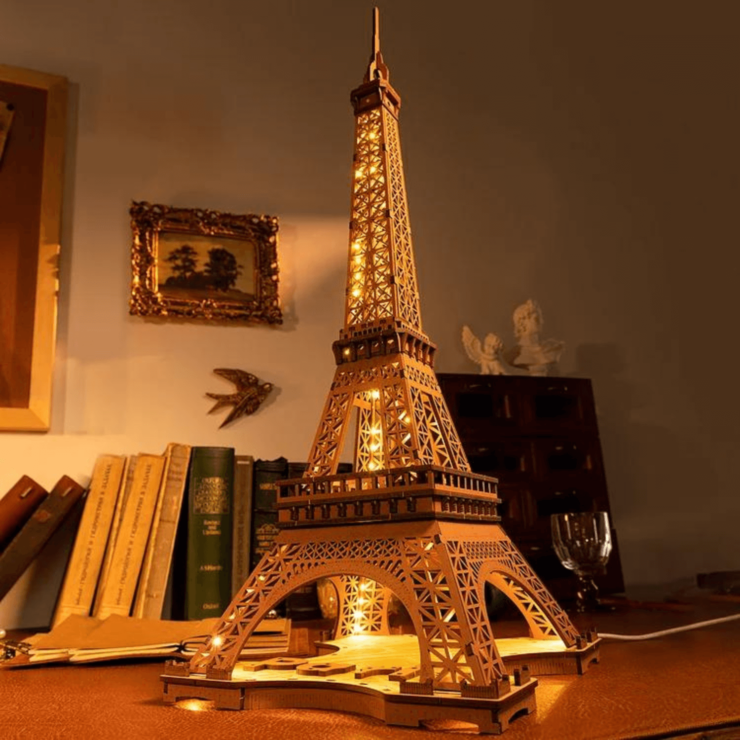 At night at the Eiffel Tower ❤️‍🔥-3D Puzzle-Robotime--