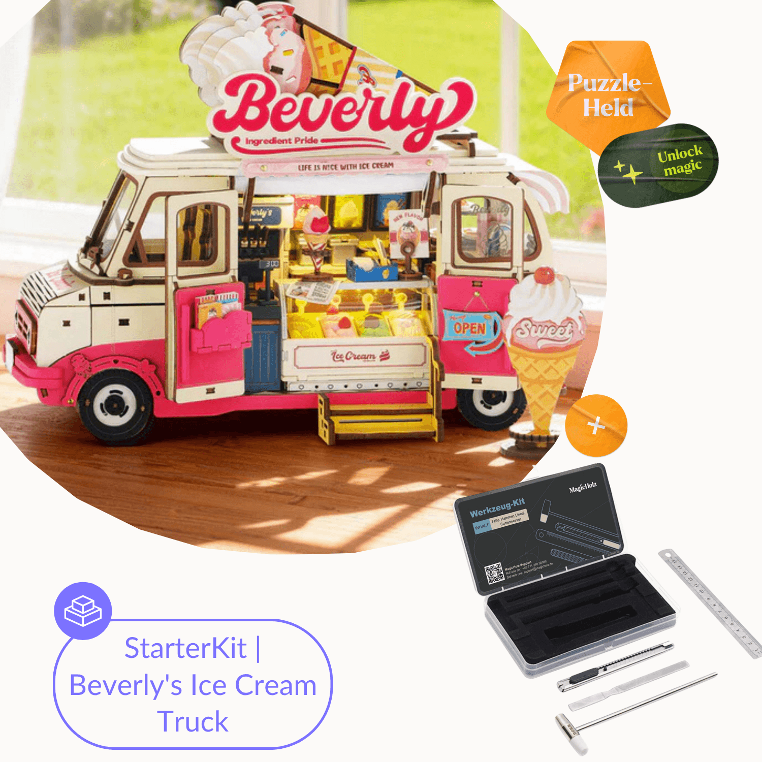 Beverly's Ice Cream Truck Model Kits Robotime Starter Kit | Book Nook + Tools
