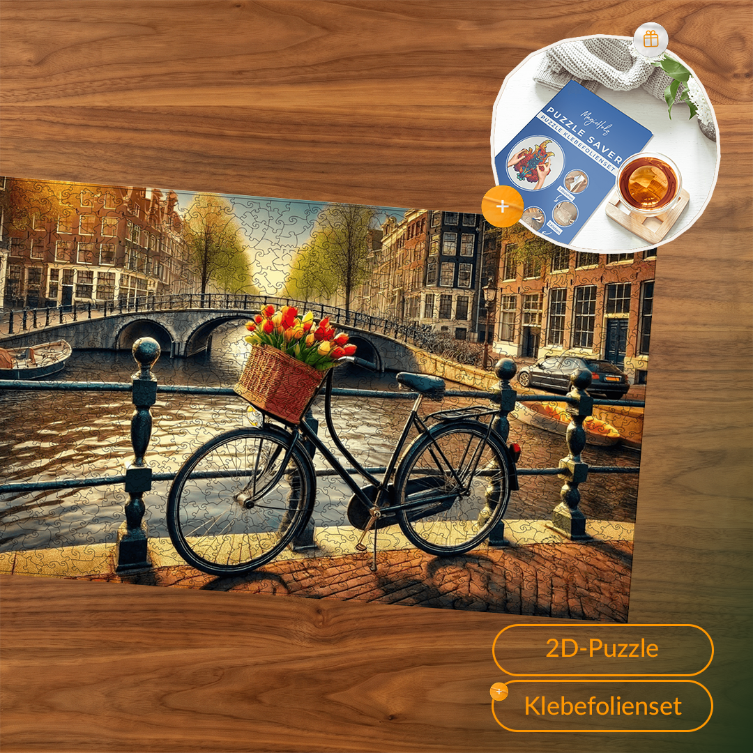 Amsterdam au petit matin — Puzzle mural pour la fête des mères, puzzle en bois (2D) MagicHolz