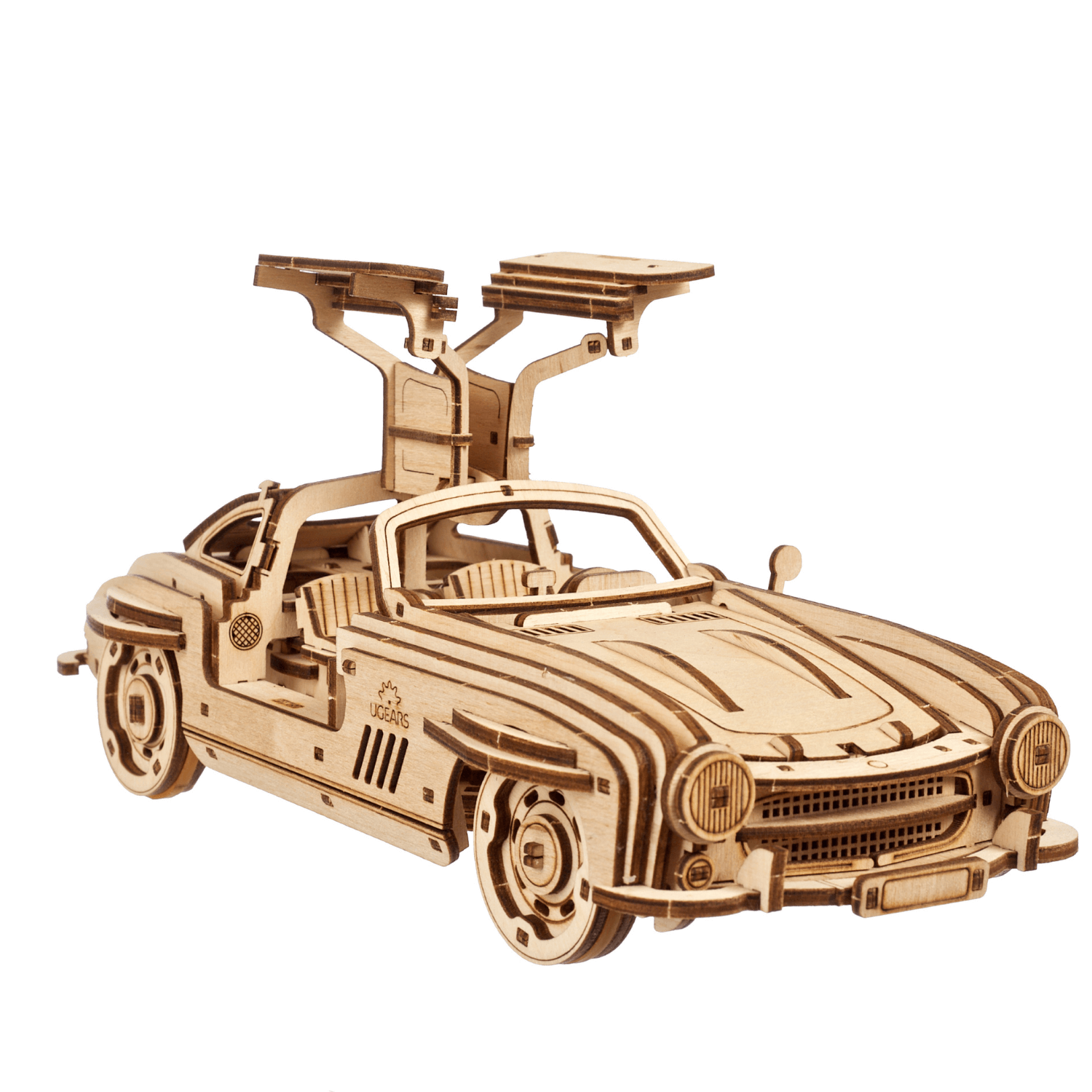 Gullwing doors sports coupe mechanical wooden puzzle Ugears--