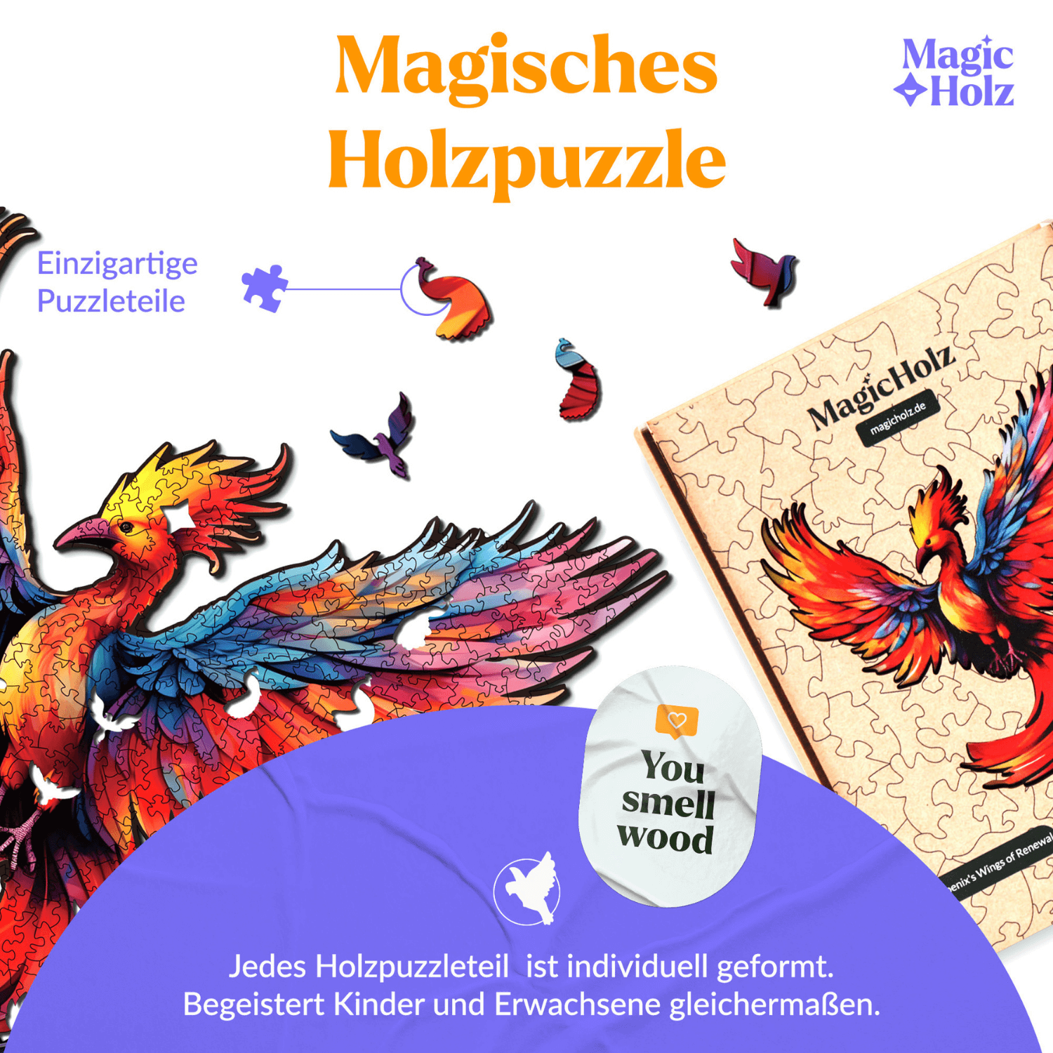 Vleugels van Vernieuwing | Feniks Houten Puzzel-MagicHolz--