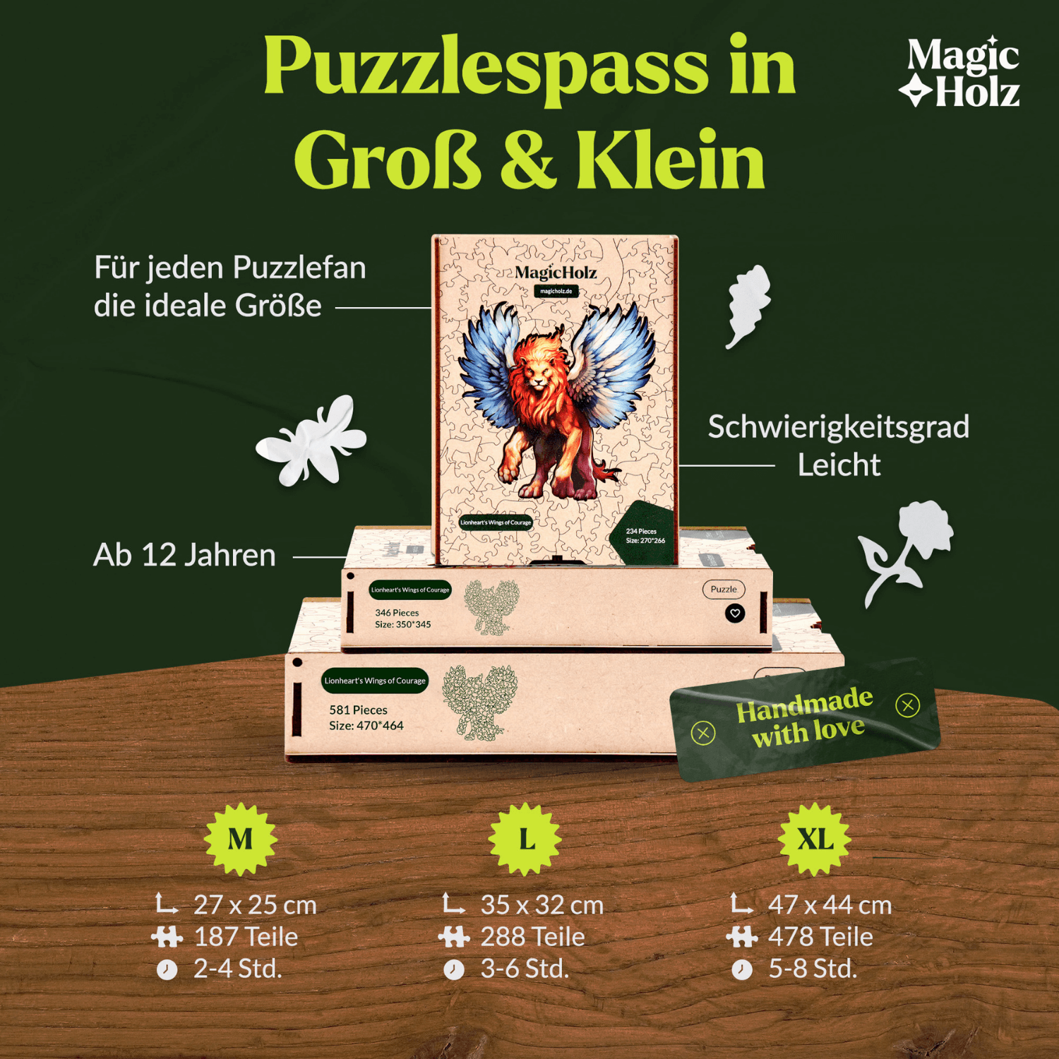 Flügel des Mutes | Löwe-Holzpuzzle-MagicHolz--