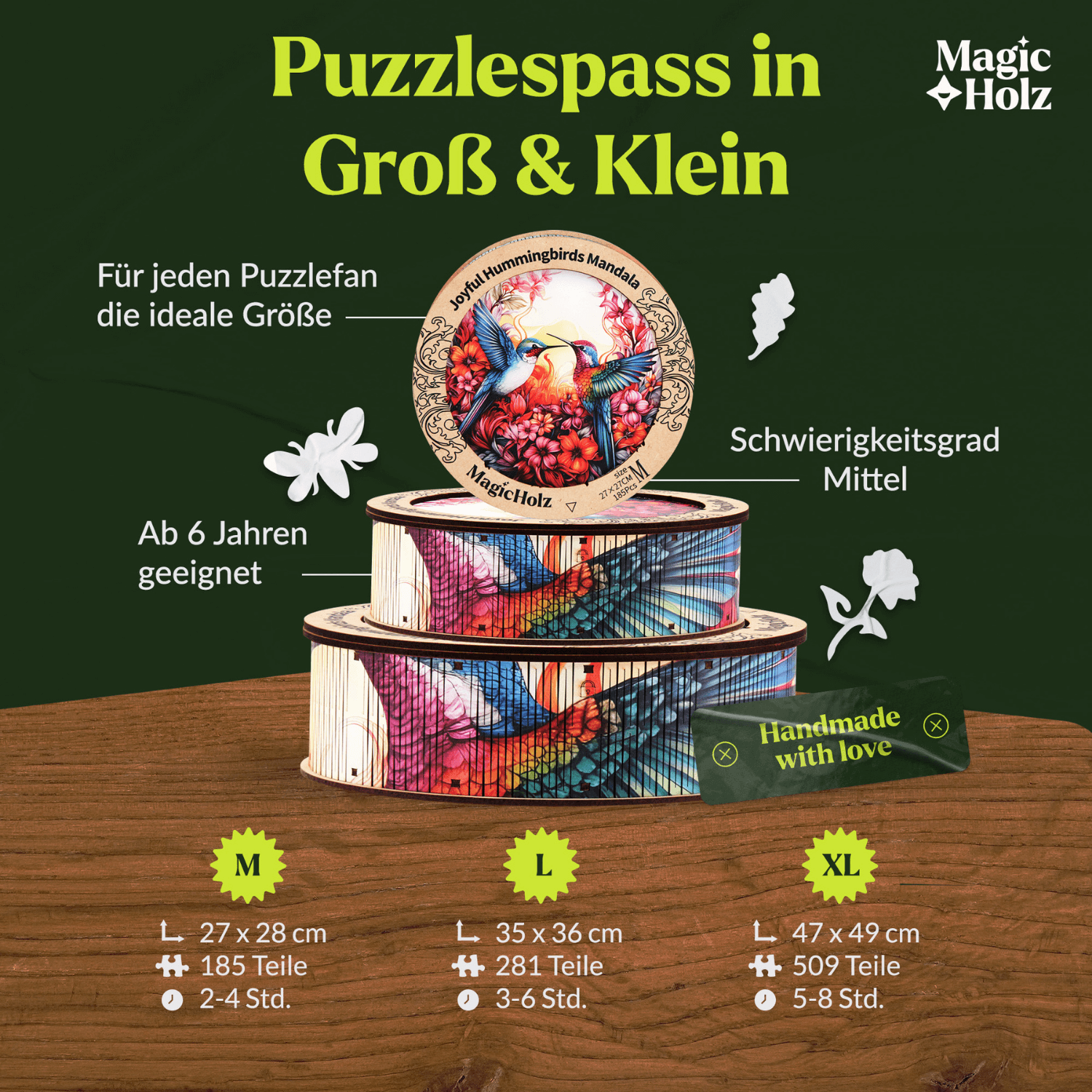 Gelukkige kolibries | Mandala houten puzzel-MagicHolz--