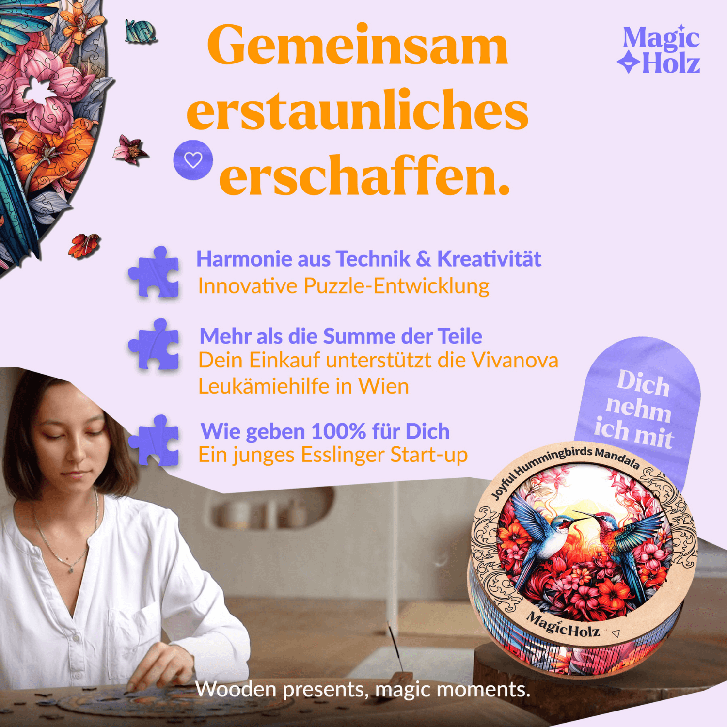 Gelukkige kolibries | Mandala houten puzzel-MagicHolz--