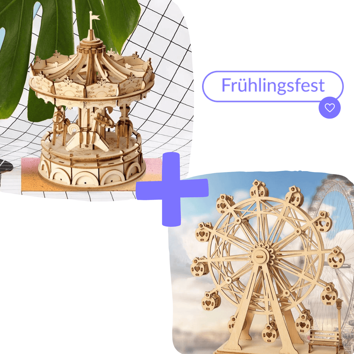 Spring festival | Spring | Festival | Ferris wheel | Carousel | Market | Puzzle | Wooden puzzle | Bundle