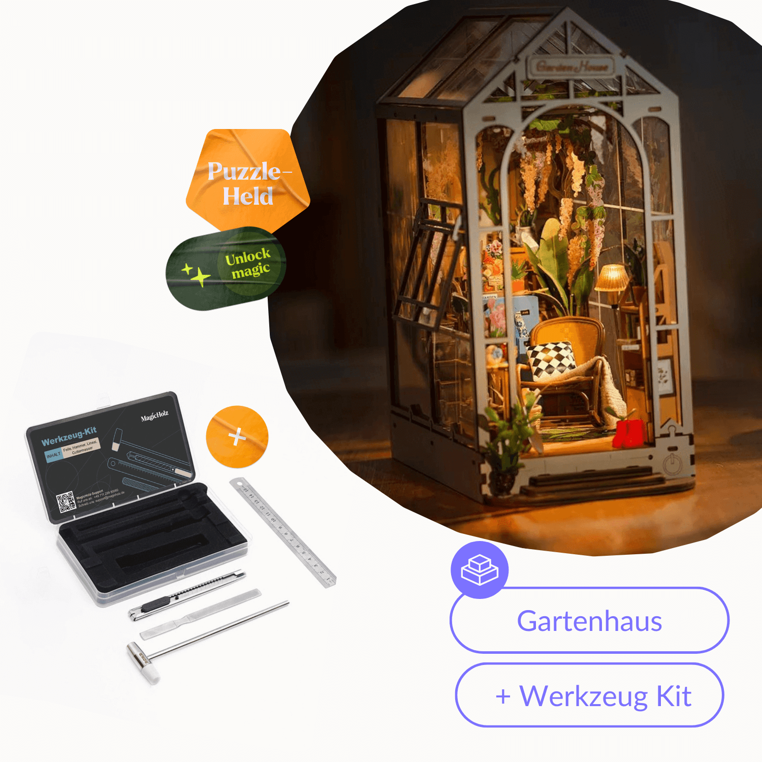 Gartenhaus | Diorama | Rolife Diorama Robotime Starter Kit | Book Nook + Werkzeug