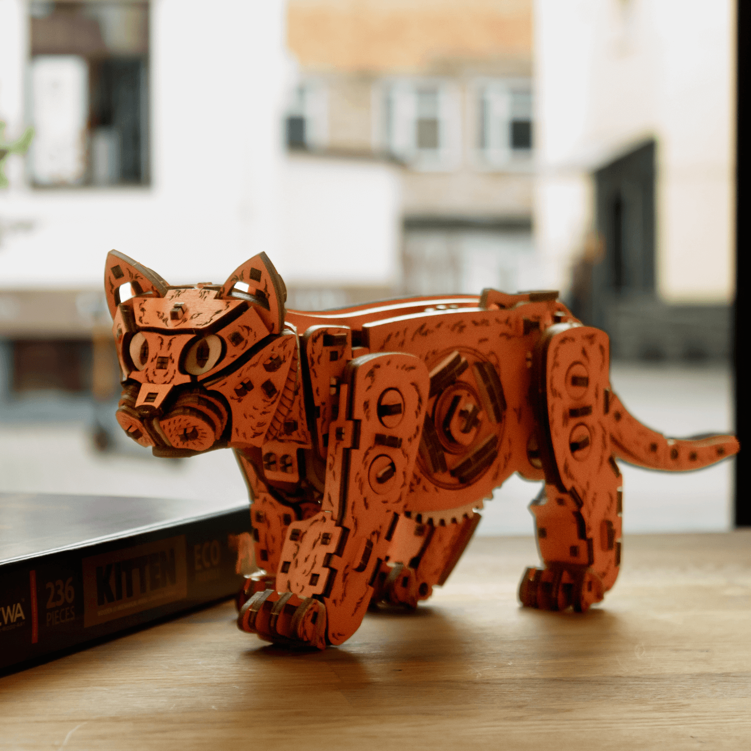 Mechanische Katten | Natuur of Zwart-Mechanische Houten Puzzel-Eco-Hout-Kunst...