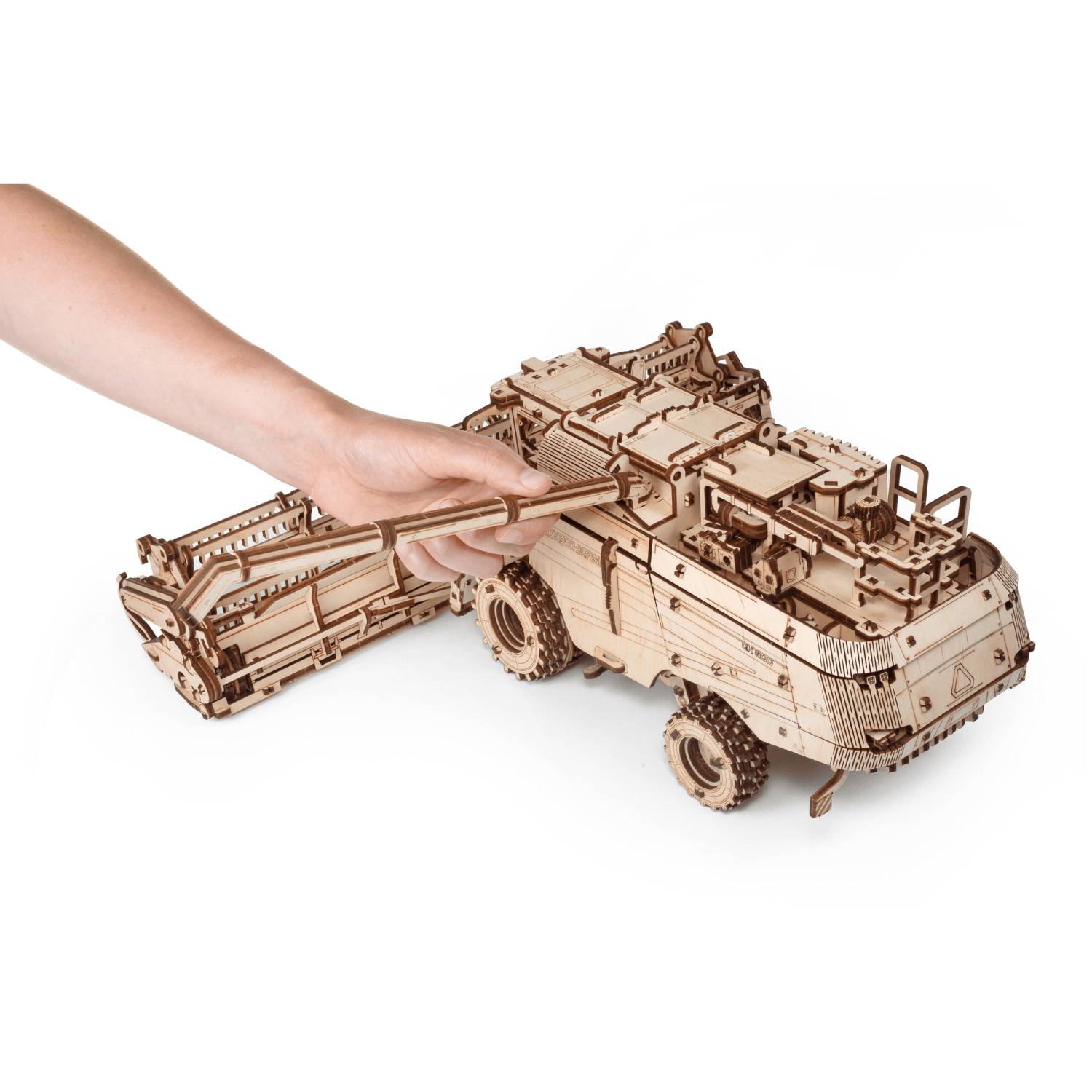 Combine harvester with cutting bar-mechanical wooden puzzle-Eco-Wood-Art--