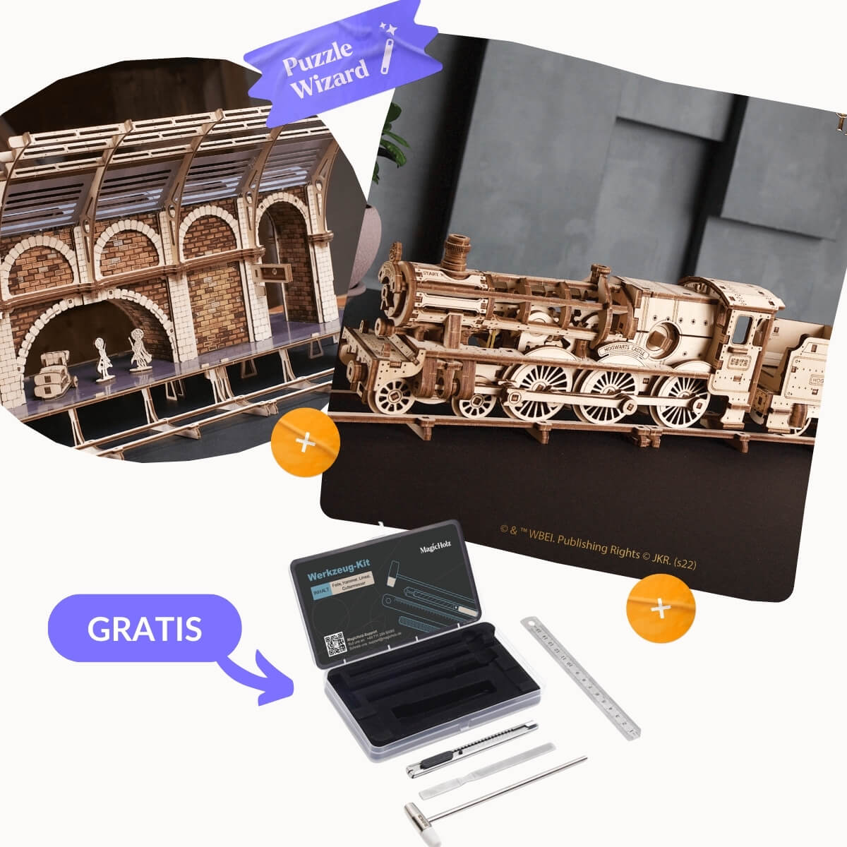 Harry Potter™: Hogwarts Express Journey Mechanical Wooden Puzzle MagicHolz Starter Kit | Express + Platform + Tool Set