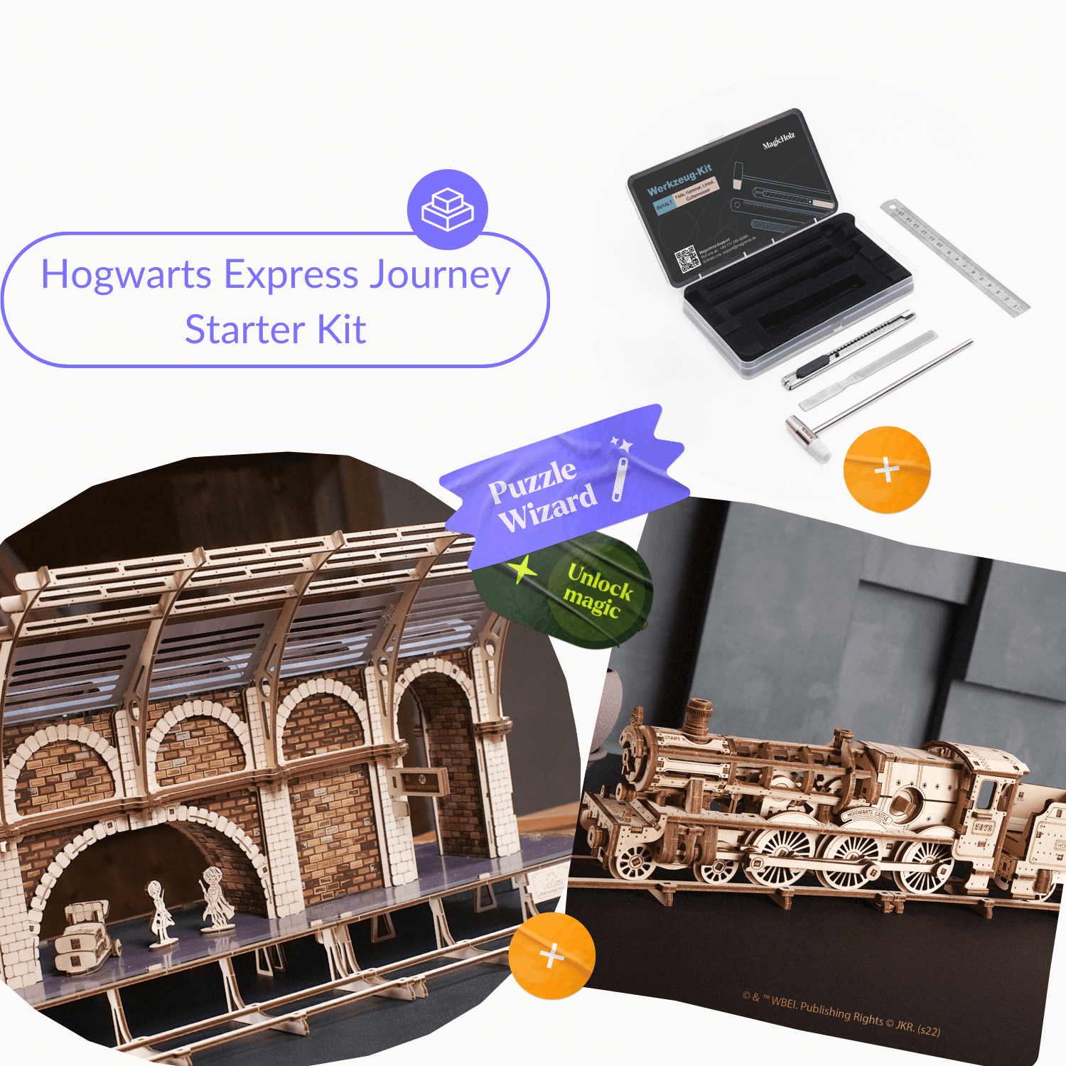 Hogwarts Express Journey Mechanisches Holzpuzzle MagicHolz Starter Kit | Express + Bahnsteig + Werkzeug-Set
