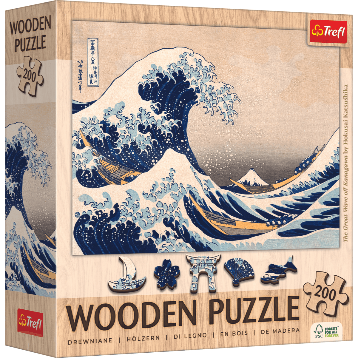 De grote golf in Kanagawa | Hokusai Katsushika - Houten puzzel 200-Puzzel-TREFL--