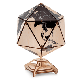 ICOSAHEDRAL-Globe-Mechanische Houten Puzzel-Eco-Hout-Kunst-ICOSAHEDRAL-BLACK-EWA-4815123001379