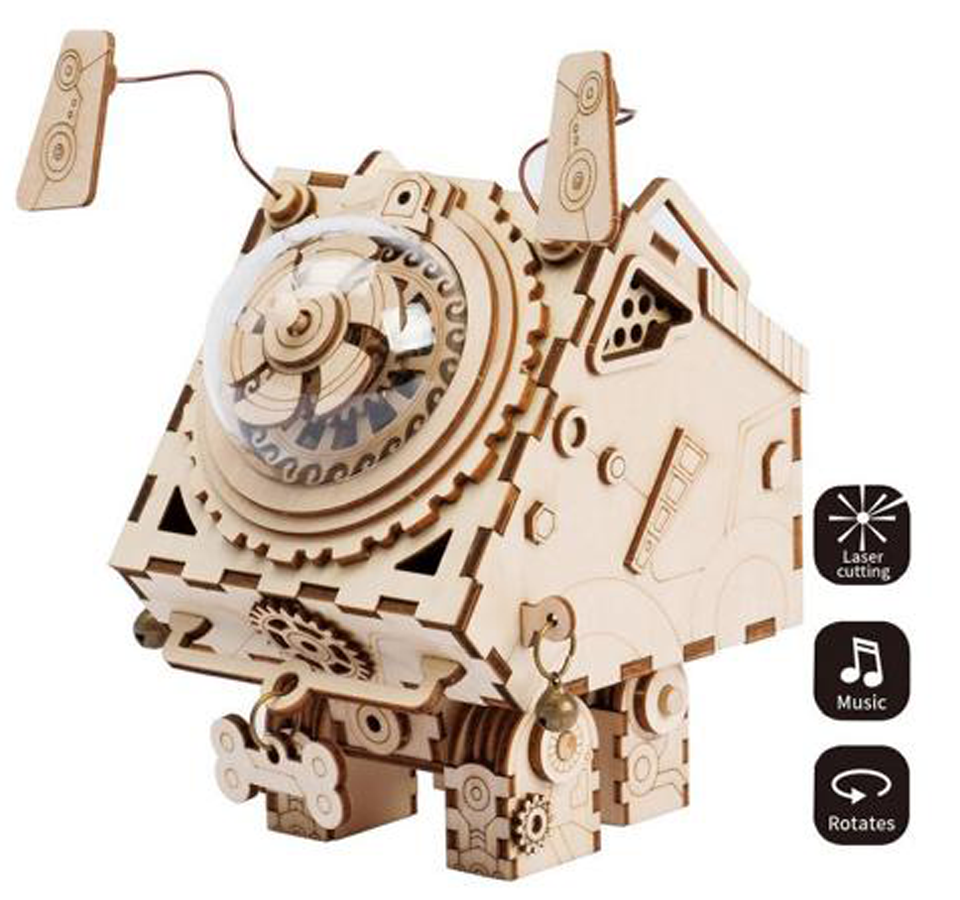 Seymour Steampunk Spieluhr-Mechanisches Holzpuzzle-Robotime--