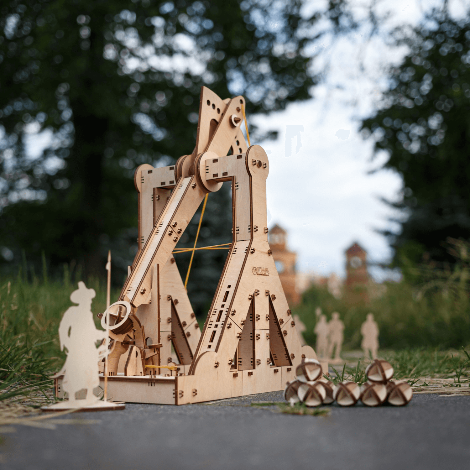 Trébuchet | Catapulte médiévale-Puzzle mécanique en bois-Eco-Wood-Art--