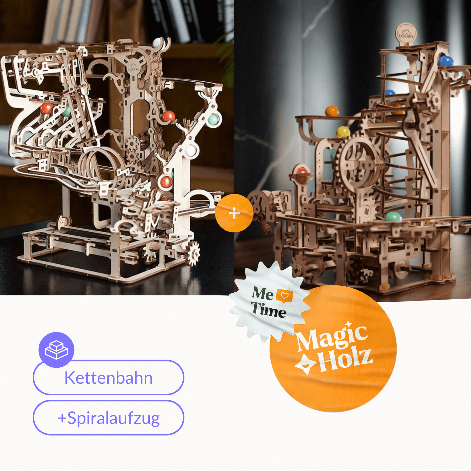 Circuit de billes en chaîne-Puzzle mécanique en bois-Ugears-BundleChaîneCircuit en spirale-