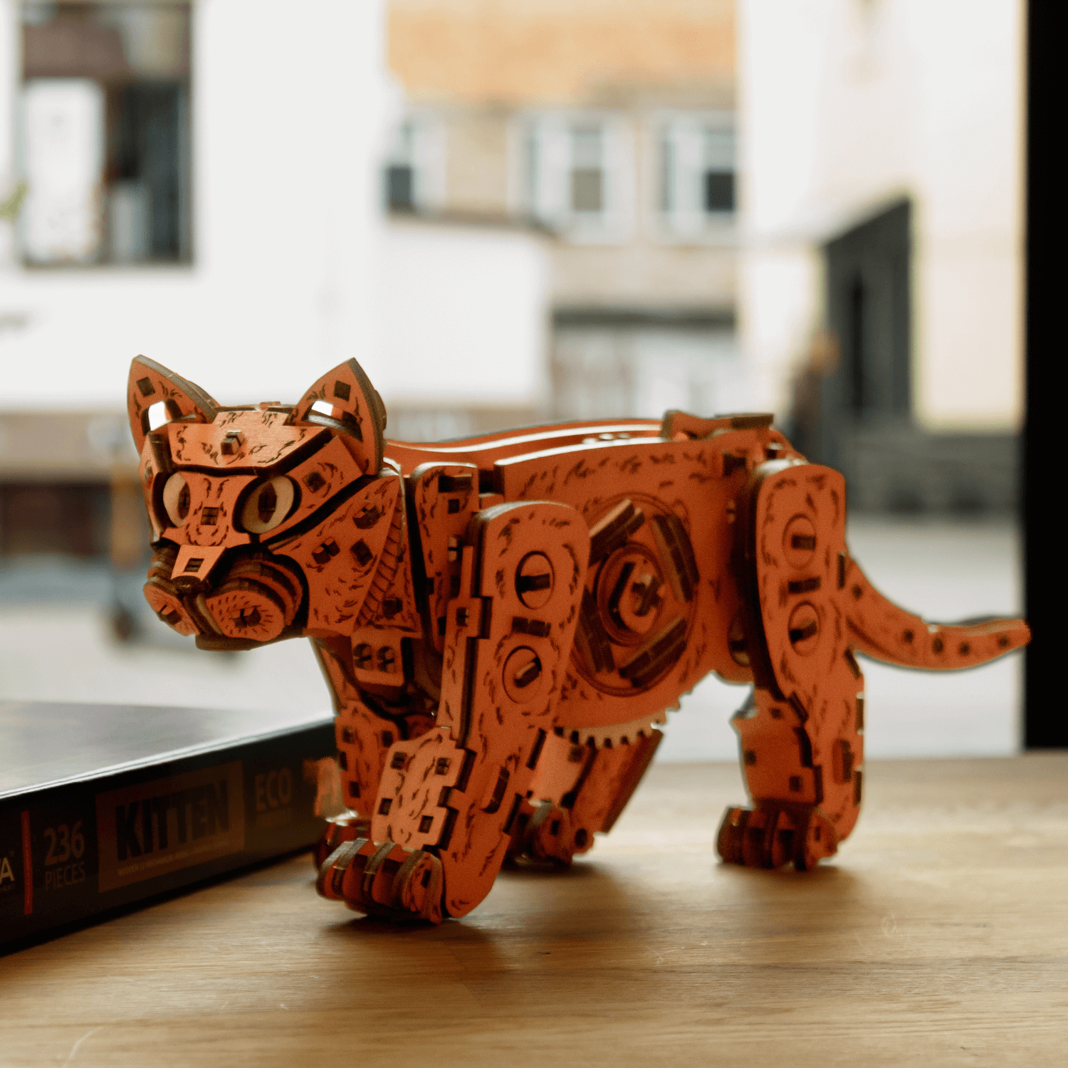 Ginger Kitten-Mechanical Wooden Puzzle-Eco-Wood-Art--