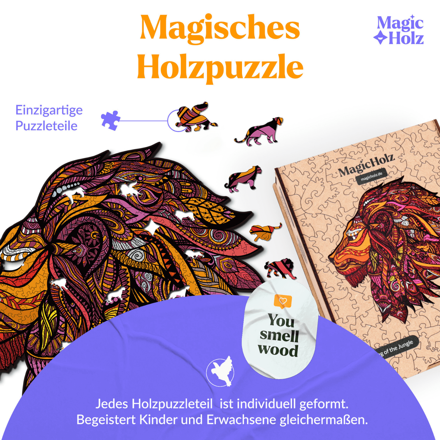 Koning van de Jungle | Leeuw Houten Puzzel -MagicHolz--