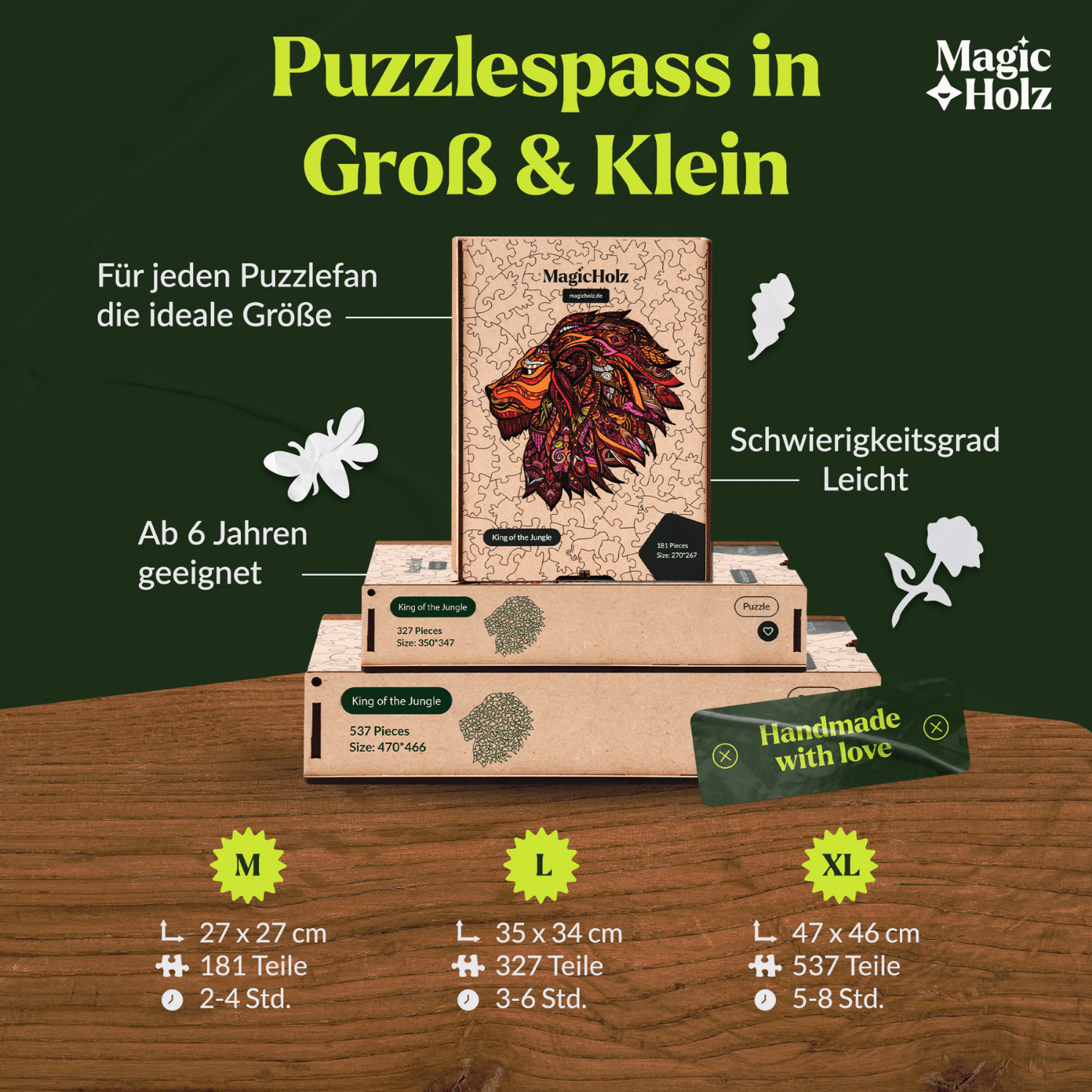 Roi de la jungle | Puzzle en bois de lion-MagicHolz--