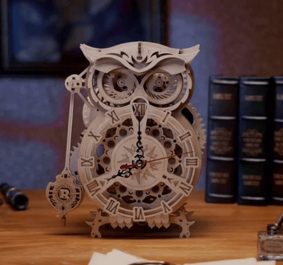 Owl Puzzle as Pendulum Clock-Mechanical Wooden Puzzle-Robotime--