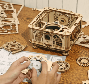 Retro Grammofoon-Mechanische houten puzzel-Robotime--