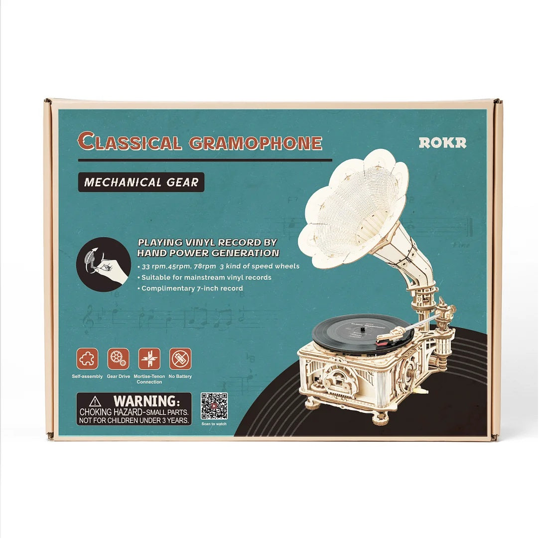 Retro Grammophon-Mechanisches Holzpuzzle-Robotime--