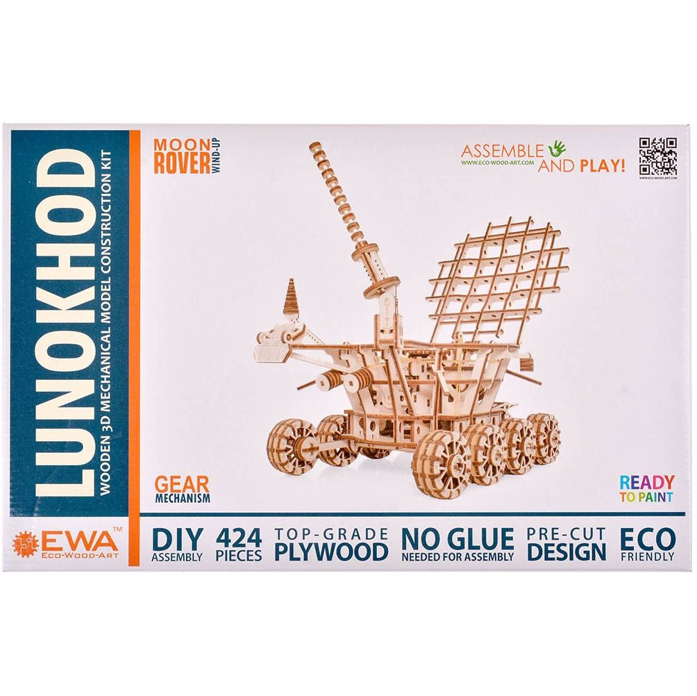 Lunokhod | Mondrover-Mechanisches Holzpuzzle-Eco-Wood-Art--
